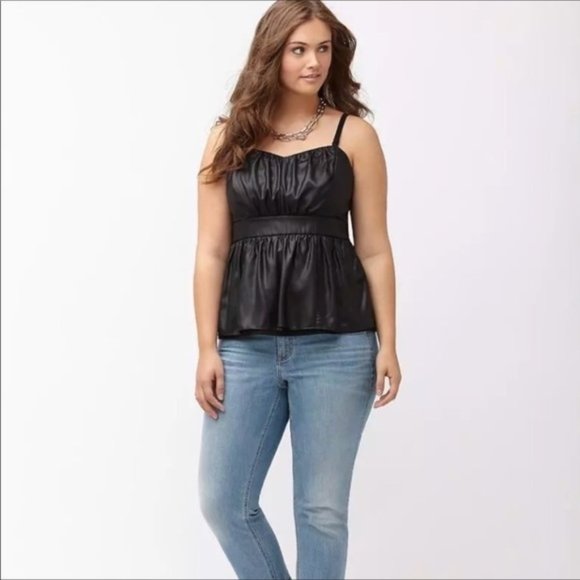 Lane Bryant Tops - NWT Lane Bryant Women's 14 Black Faux Leather Top